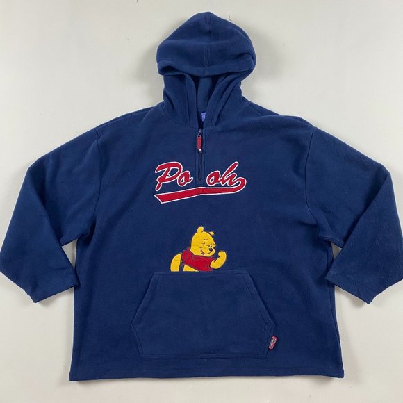 Disney Tops - Disney Winnie The Pooh Hooded Fleece Pullover Women's Adult XL Blue